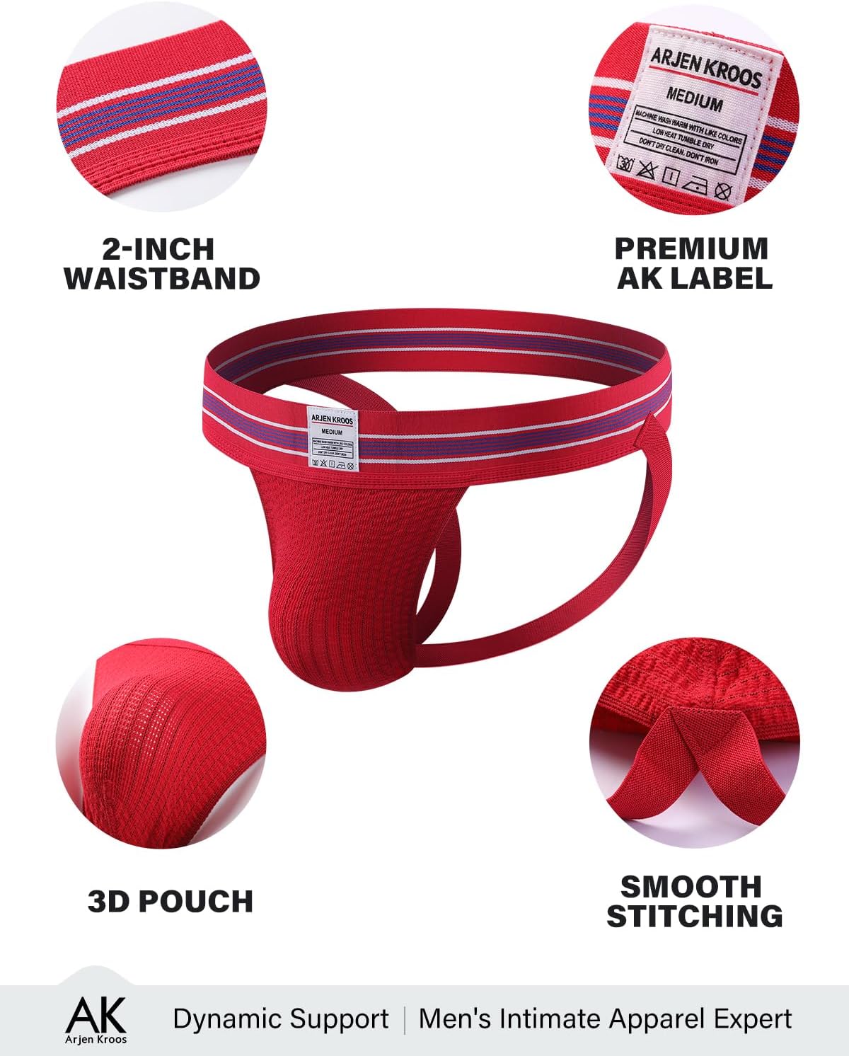 Arjen Kroos Men's Jockstrap Athletic Supporter Thongs Underwear Breathable Sexy Jock Strap with 2'' Wide Waistband - Image 4