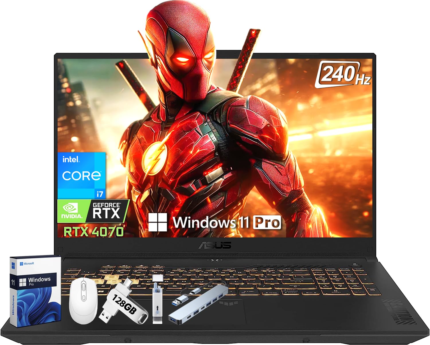 ASUS TUF F17 Gaming Laptop, Microsoft Office Lifetime License, Intel i7-13620H, NVIDIA GeForce RTX 4070, 32 GB DDR5 RAM, 2 TB SSD, 17.3" WQHD 240Hz Display, Backlit Chiclet Keyboard, Windows 11 Pro