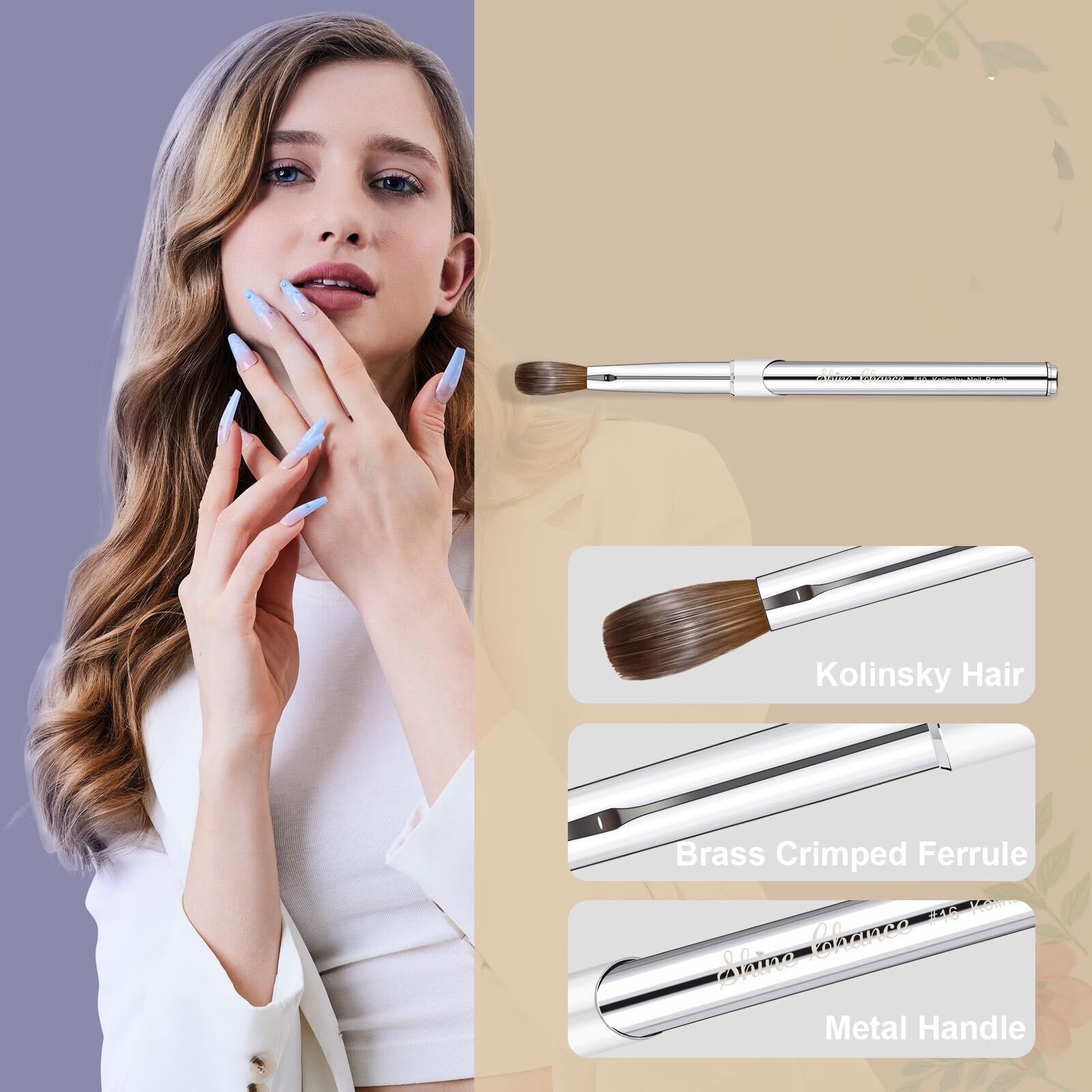 Pennelli unghie Pennello for nail art for applicazione professionale per il Fai Da Te(Color5)