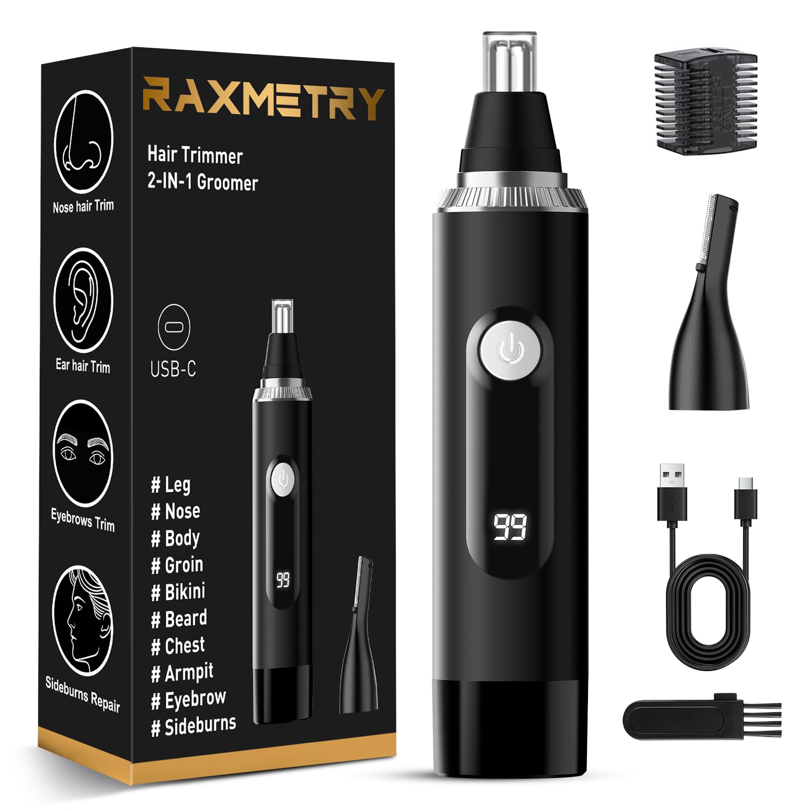 Nose Hair Trimmer for Men and Women 2025 Professional Painless IPX7 Waterproof Eyebrow Facial Hair Trimmer USB Rechargeable