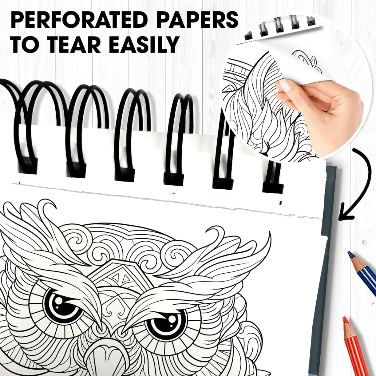 SOUTHERN LOTUS Animal Patterns Spiral Coloring Book, Wirebound Hardcover Papers With Relaxing Animals Mandala, Adults Women Mindfulness Relaxation Anxiety Relief