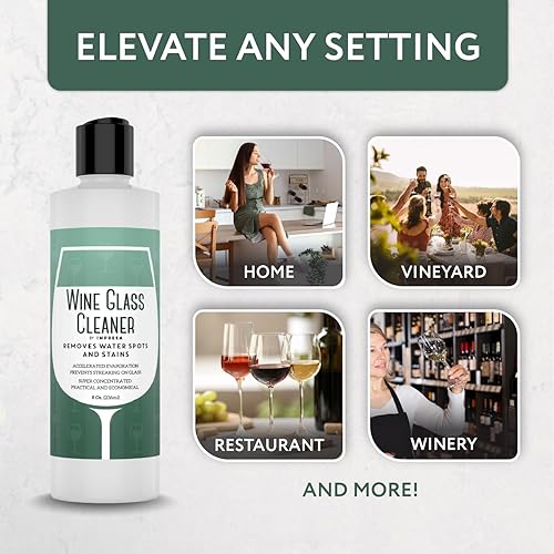 Miniatura 5 de IMPRESA Limpiador líquido concentrado para copas de vino, 8 onzas líquidas, sin perfume, sin rayas, elimina manchas de agua, manchas y nubosidad