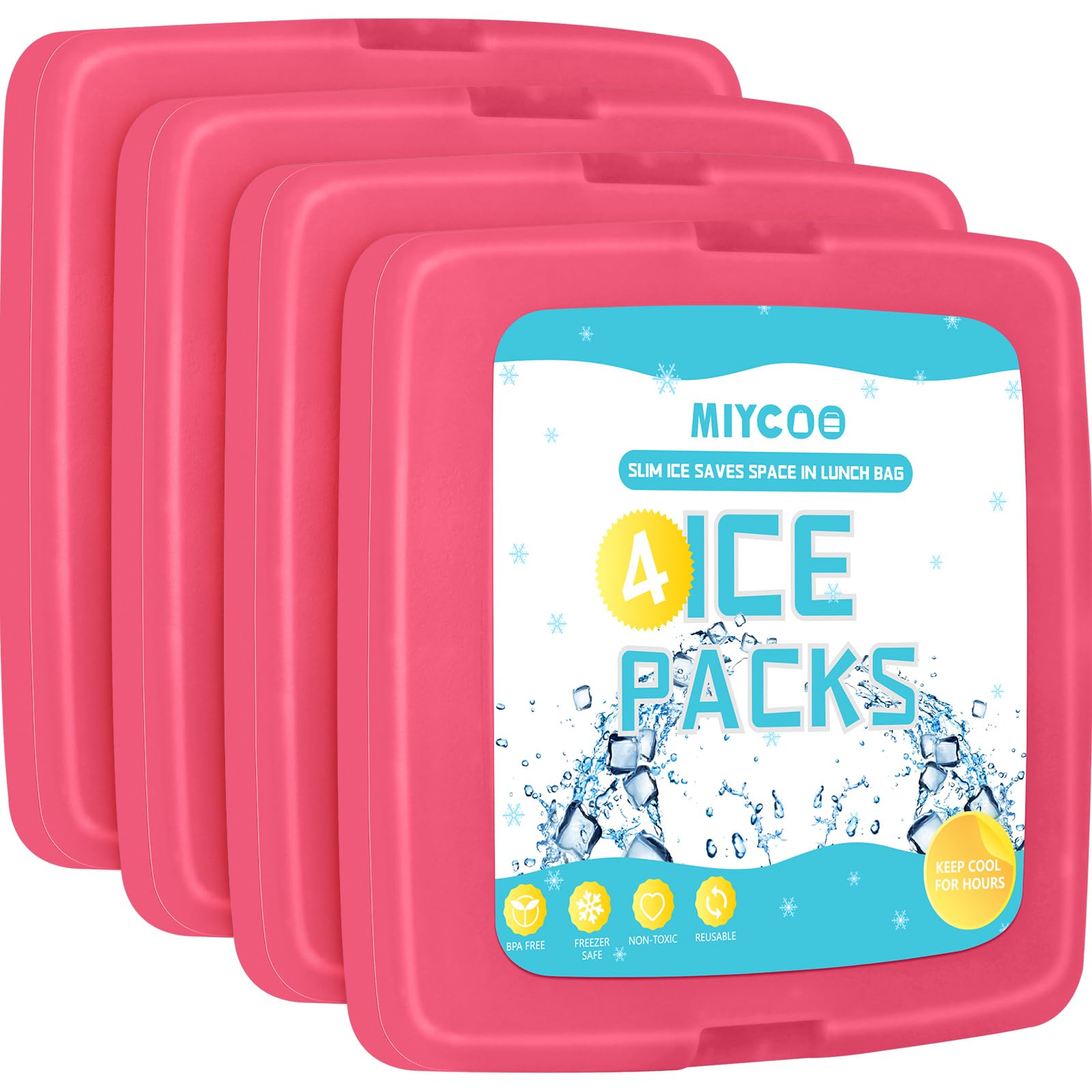 MIYCOO Ice Packs for Lunch Boxes & Lunch Bag - Quick Freeze Ice Pack Space Saving Freezer Packs - Reusable Slim Original Cool Pack - Cooler