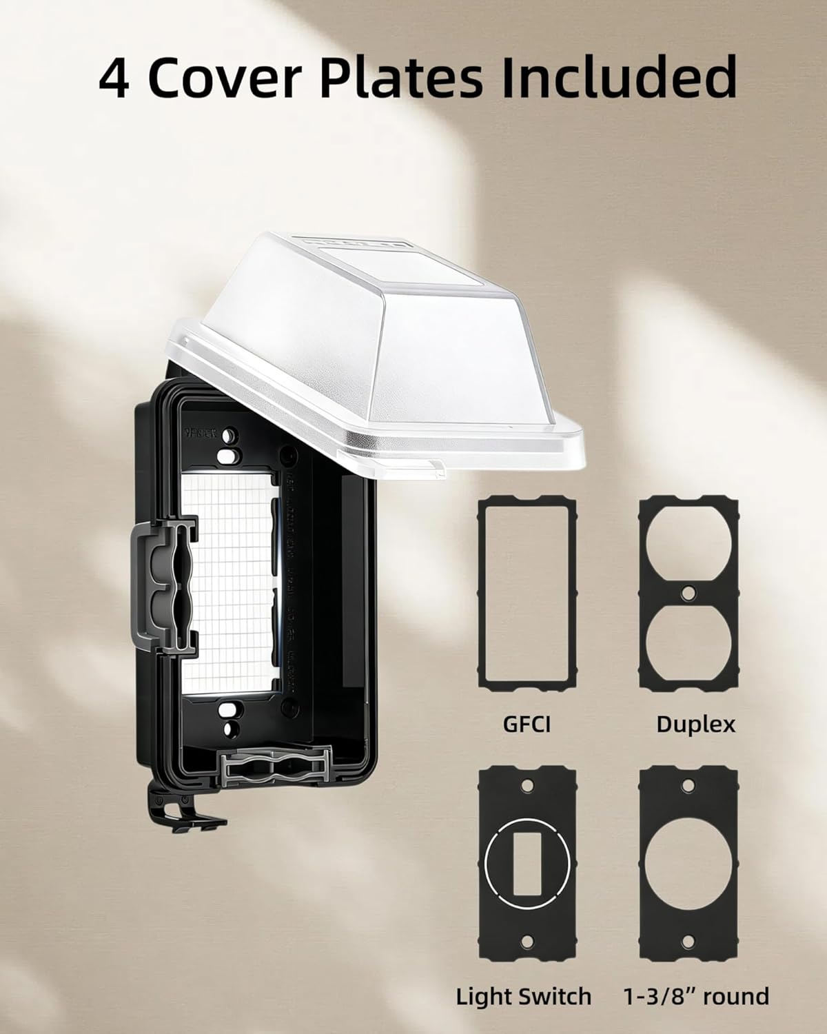 1-Gang Outdoor Outlet Cover,Weatherproof PC Receptacle,Extra-Duty in-Use, Horizontal/Vertical Mount, Compatible with GFCI, Duplex Outlets and Switches for Outdoor Use, Black,1 Pack