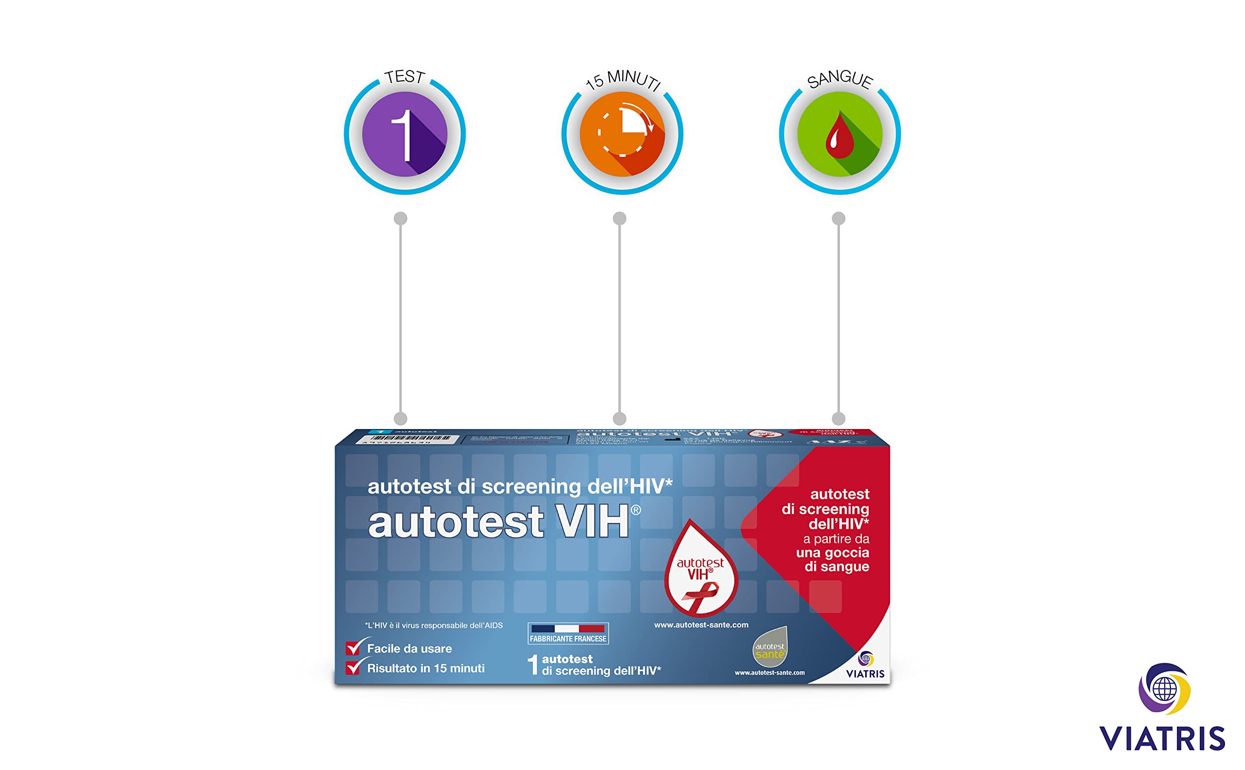 My Test Autotest HIV, Test Rapido Autodiagnostico per Infezione da HIV, Risultati in 15 Minuti, Facile da Usare a Casa