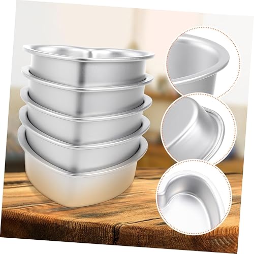 Miniatura 3 de Cabilock Molde de corazón, 5 moldes de aluminio para tartas, en forma de corazón, bandeja para hornear, magdalenas, chocolate, fondant,