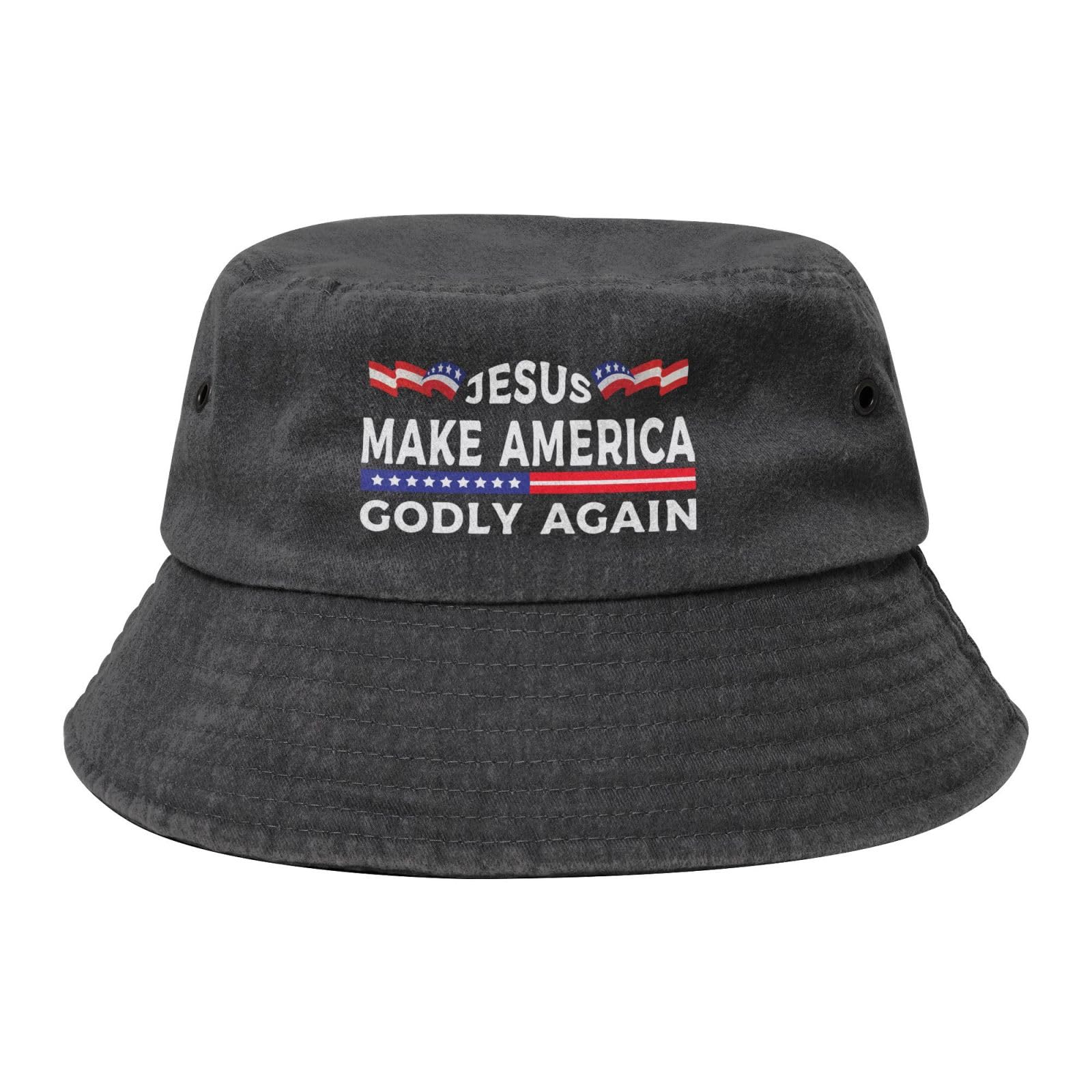 Qauirfe Jesus Make America Godly Again Fashion Cowboy Denim Fisherman Hat Outdoor Fishing Cap Sun