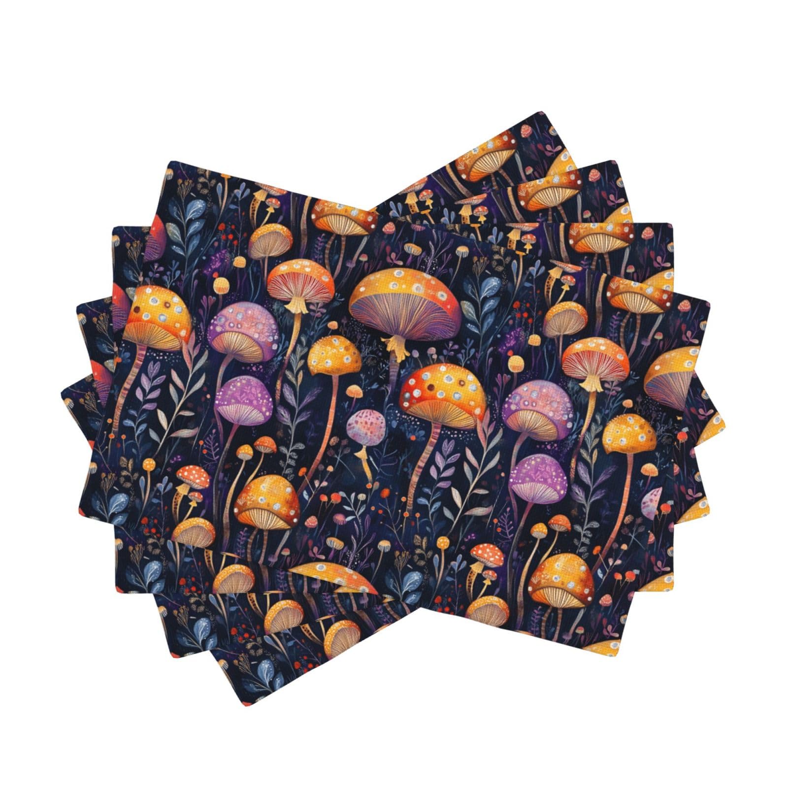 Set de table champignon lot de 4 en faux lin coloré 30x45 cm pour repas