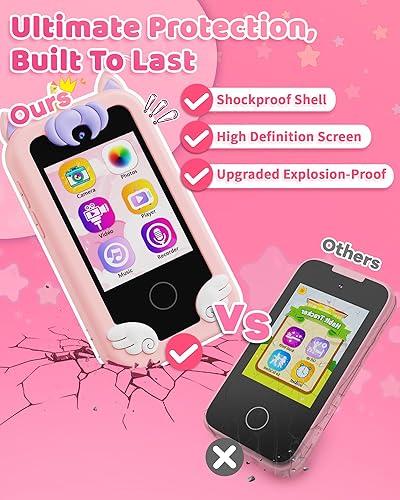 Miniatura 8 de Juguete de teléfono inteligente para niños de 3, 4, 5, 6 años, regalos de unicornio, reproductor de música MP3, juguetes de viaje de doble cámara