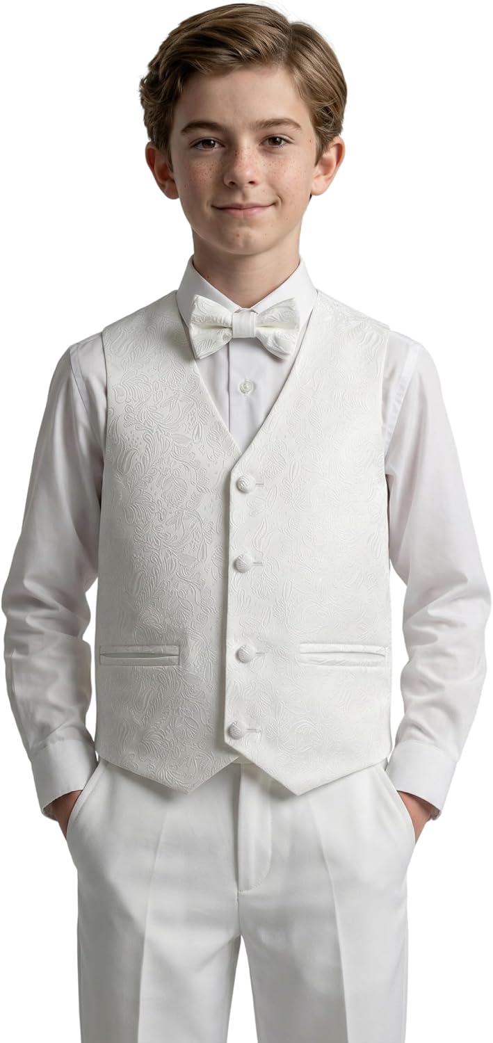 Baby Boys & Boys Ivory Jacquard Tuxedo 4-Piece Set Communion Christening Suit