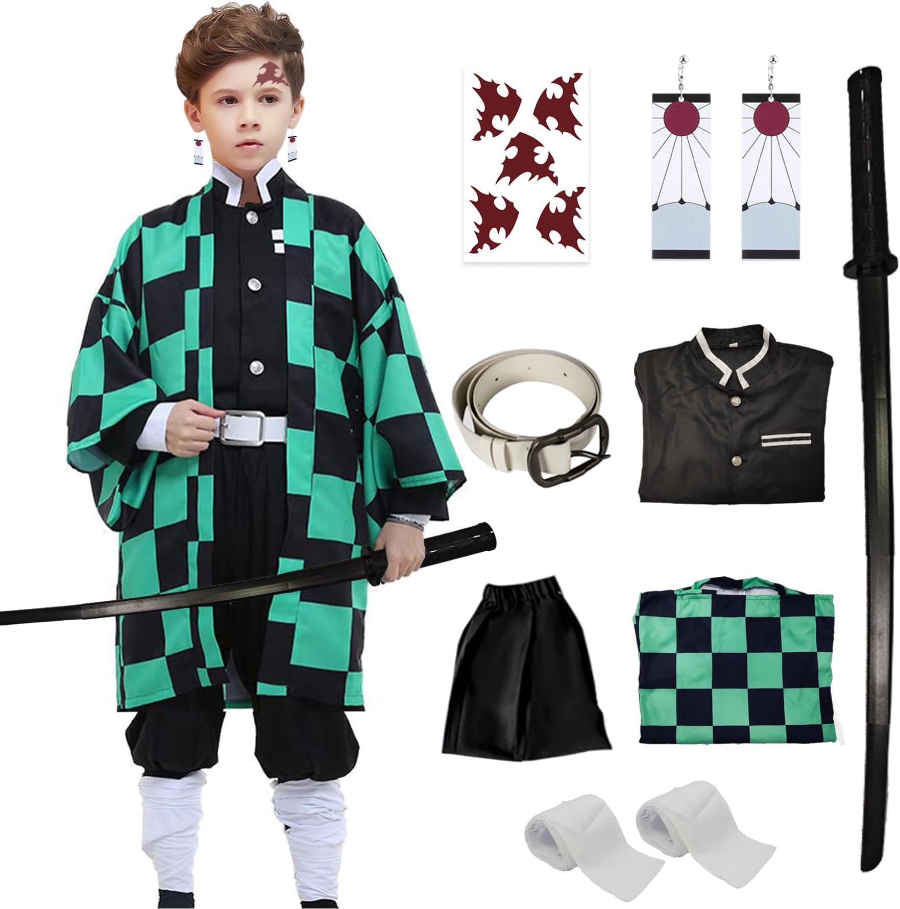 Demon Slayer Cosplay Kids Costumes Kochou Shinobu Girls Anime Kimono Hallowee Cloak