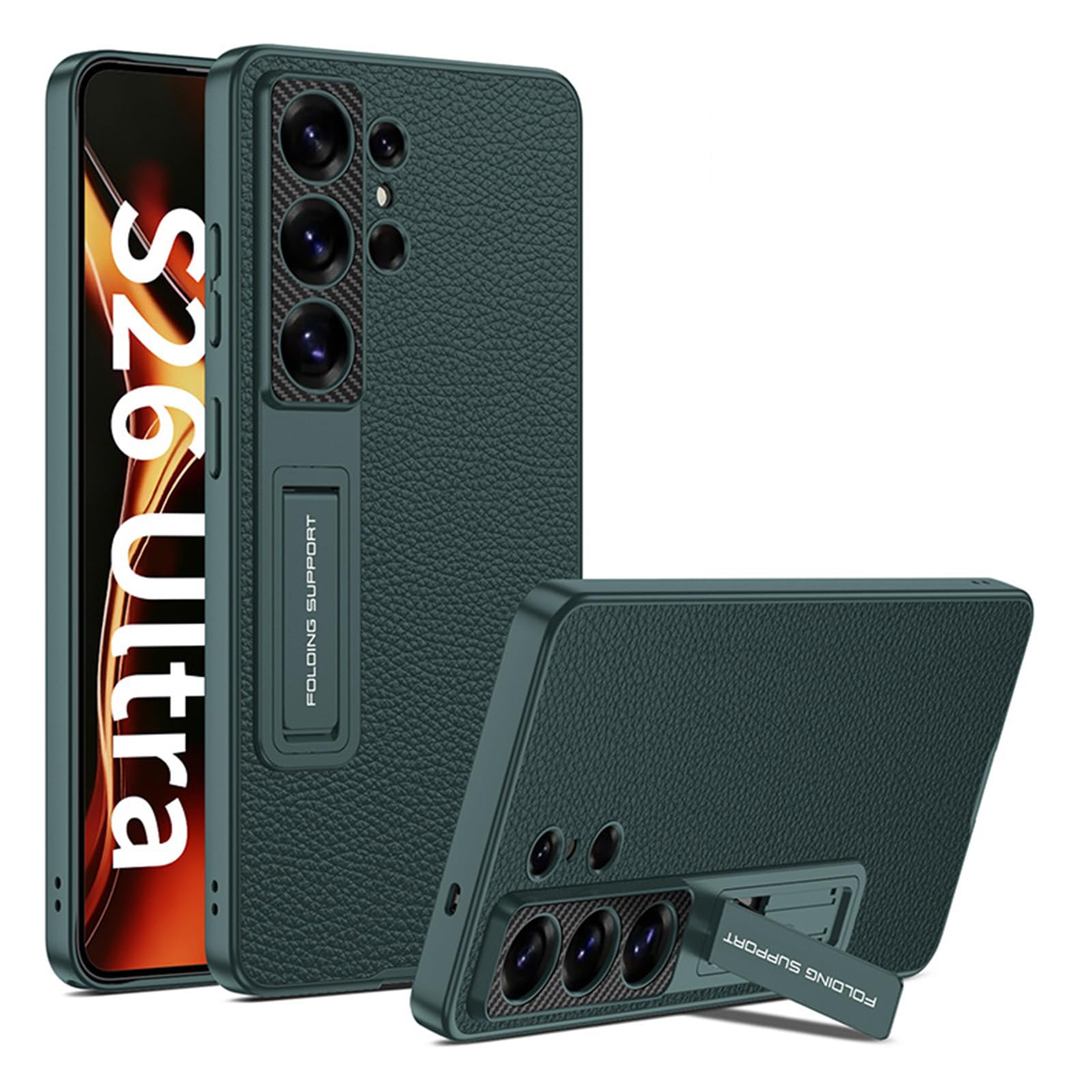 Coque Galaxy S26 Ultra anti-rayure caméra avec support vert antichoc