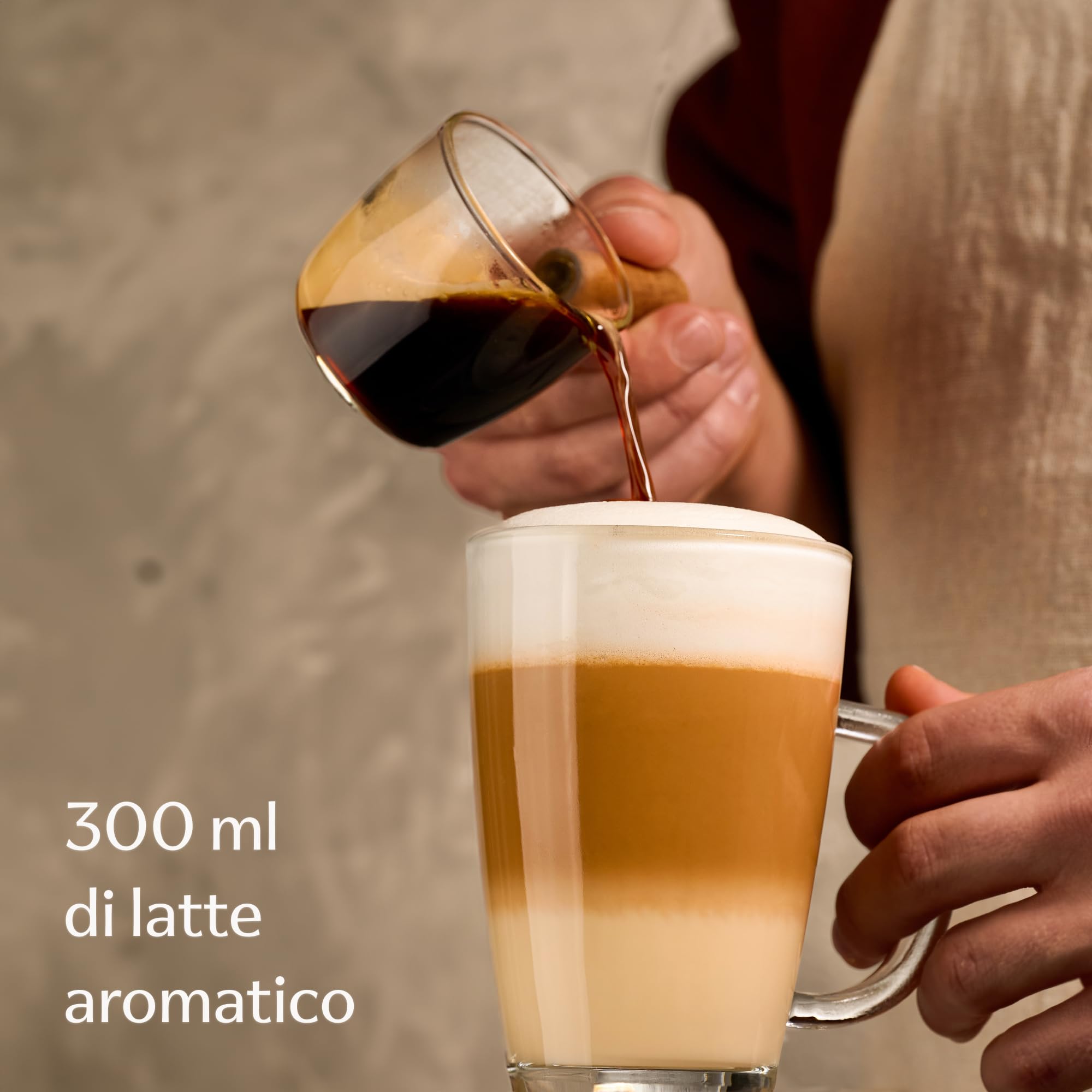 Cosumy 6 Tazze da Latte Macchiato con Cucchiaini Lunghi - 300ml - Mantengono il Calore - Lavabili in Lavastoviglie - Bicchieri da tè e da caffè