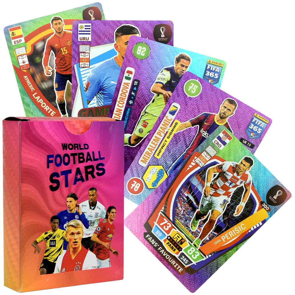55 World Cup Football Star Cards Premier League Golden Baller Football Cards World Cup Football Collectible Cards Trading Cards Champions League Gift Kids Collector