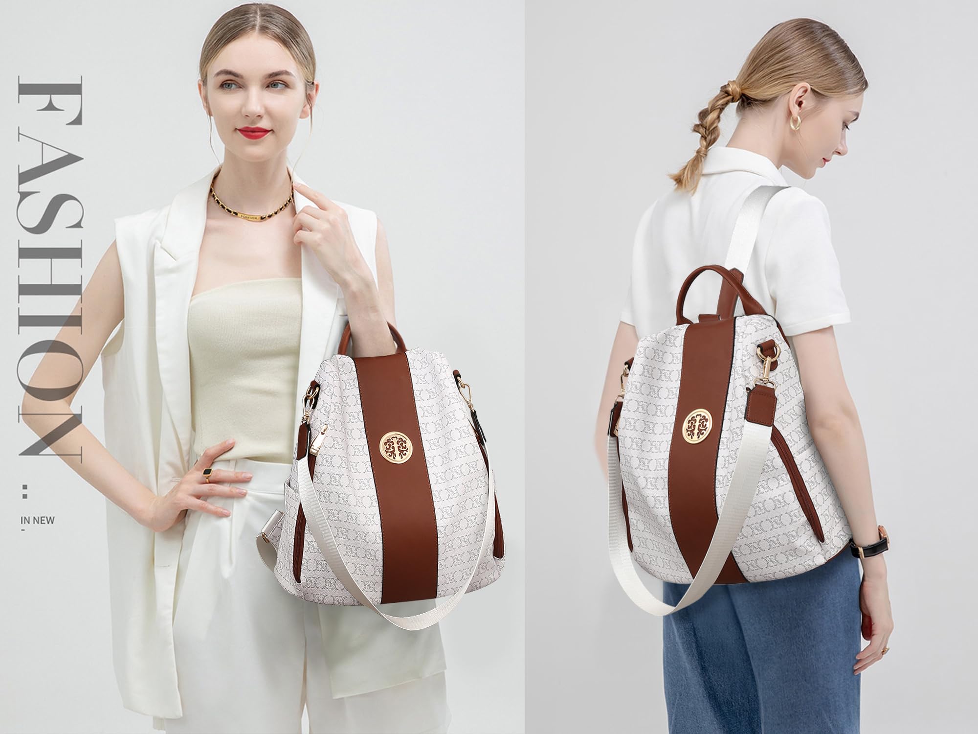 MKP COLLECTION Modischer Damen-Rucksack, Geldbörse, mehrere Taschen, Anti-Diebstahl-Rucksack, Reise-Umhängetasche, Handtaschen-Set, 2-teilig
