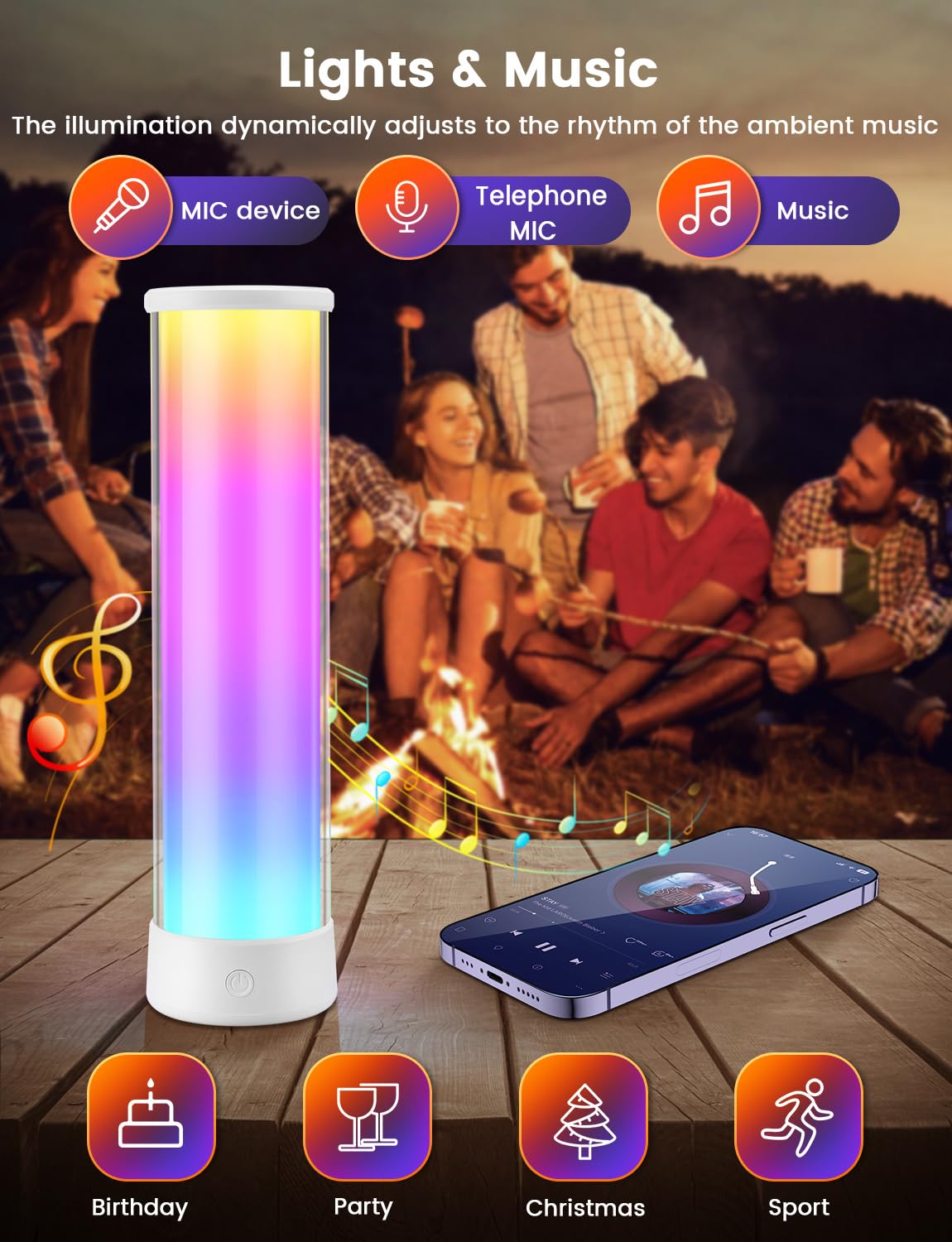 PAIRIER Lampada da Tavolo LED Intelligente Ricaricabile 4000 mAh | Telecomando e APP, 16 Milioni di Colori, Timer e Modalità Musica, Lampada da Comodino Decorativa per Camera da Letto