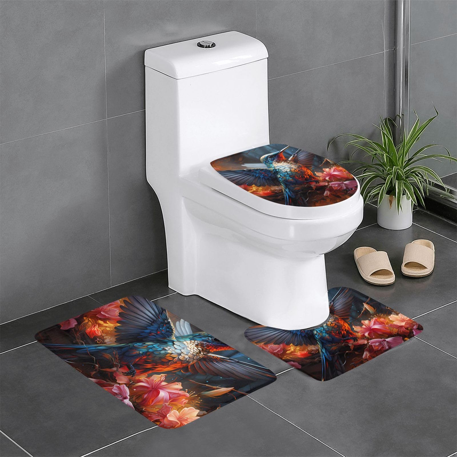 Tapis de salle de bain antidérapants colibri : sublimez votre coin coiffeuse et WC