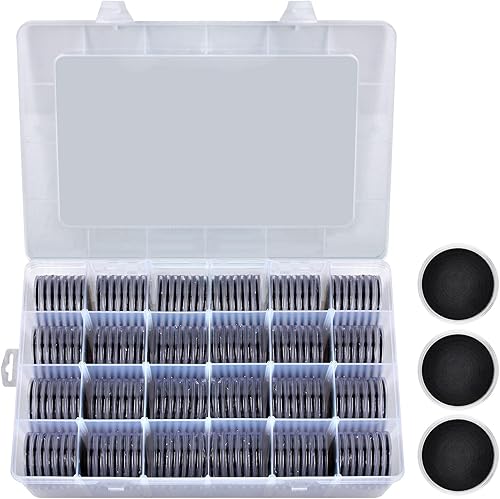 Cápsulas de monedas de 1.811 in con junta de espuma y caja organizadora de almacenamiento de plástico, 6 tamaños (20252730381.811 in) para