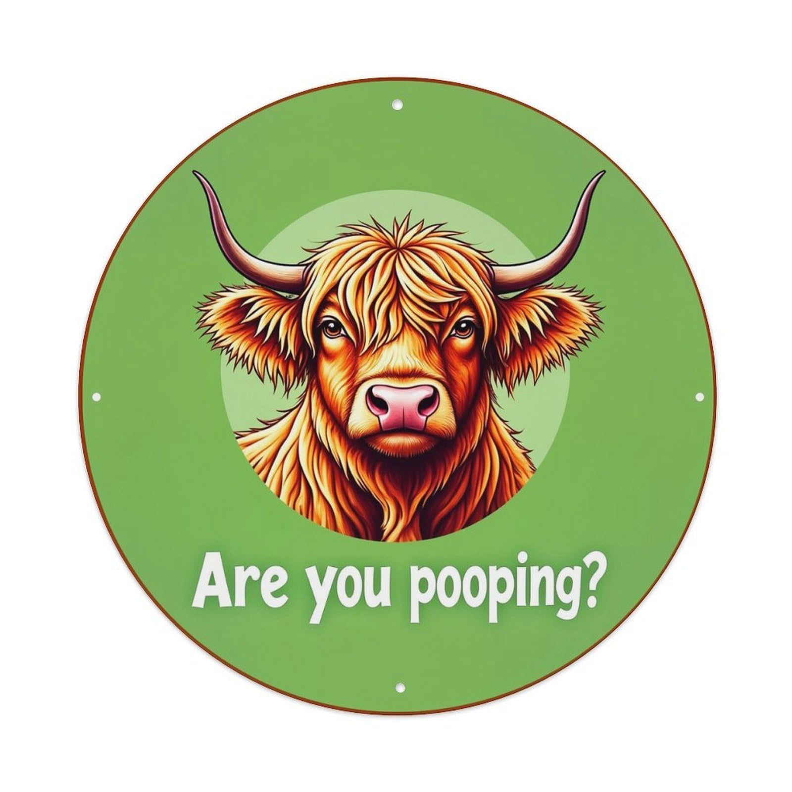 Highland Cow Pooping Question Sign Tin Sign Metal Poster Vintage Metal Signs for Home Man Cave Bar Cafe Kitchen laundry room Wall Decorations 8x8 inches