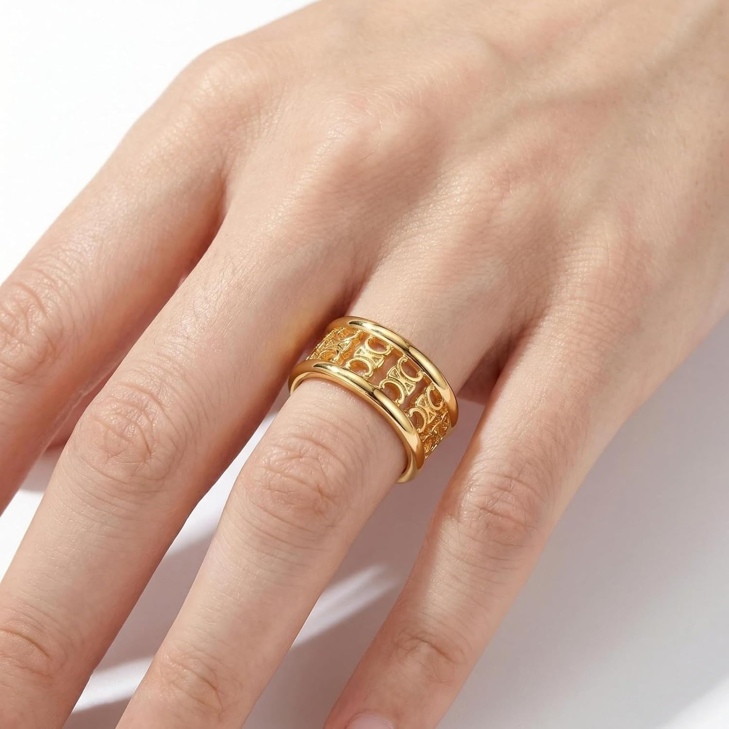 18K Gold Plated Sterling Silver Stackable Open Claw Ring Ajustable Wrap Ring | Highly Polished Cuff Stacking Rings
