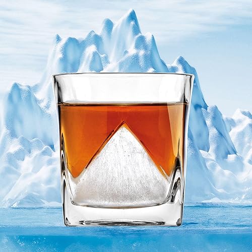 Miniatura 4 de Godinger Juego de regalo de cristal de whisky, vasos de whisky y molde de hielo de silicona, glaciar de whisky, vaso de vidrio de whisky antiguo y