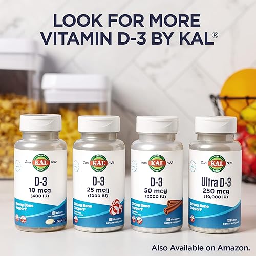 Miniatura 7 de KAL Ultra Vitamina D3 10000 UI cápsulas blandas (250 mcg), vitamina D de alta potencia, absorción de calcio, suplemento de apoyo para la salud ósea