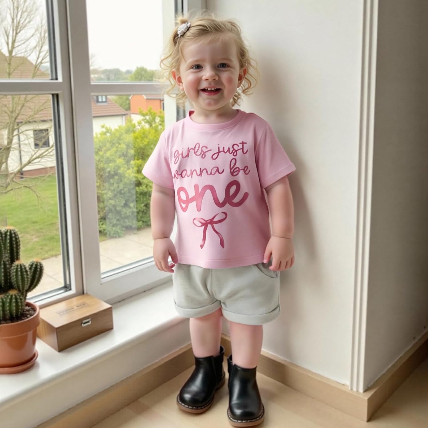 WZTYYDS In My One Year Old Era Baby Girl First Birthday Outfit 1st Birthday Shirt + Casual Shorts Set 1 Year Old Clothes - Image 2