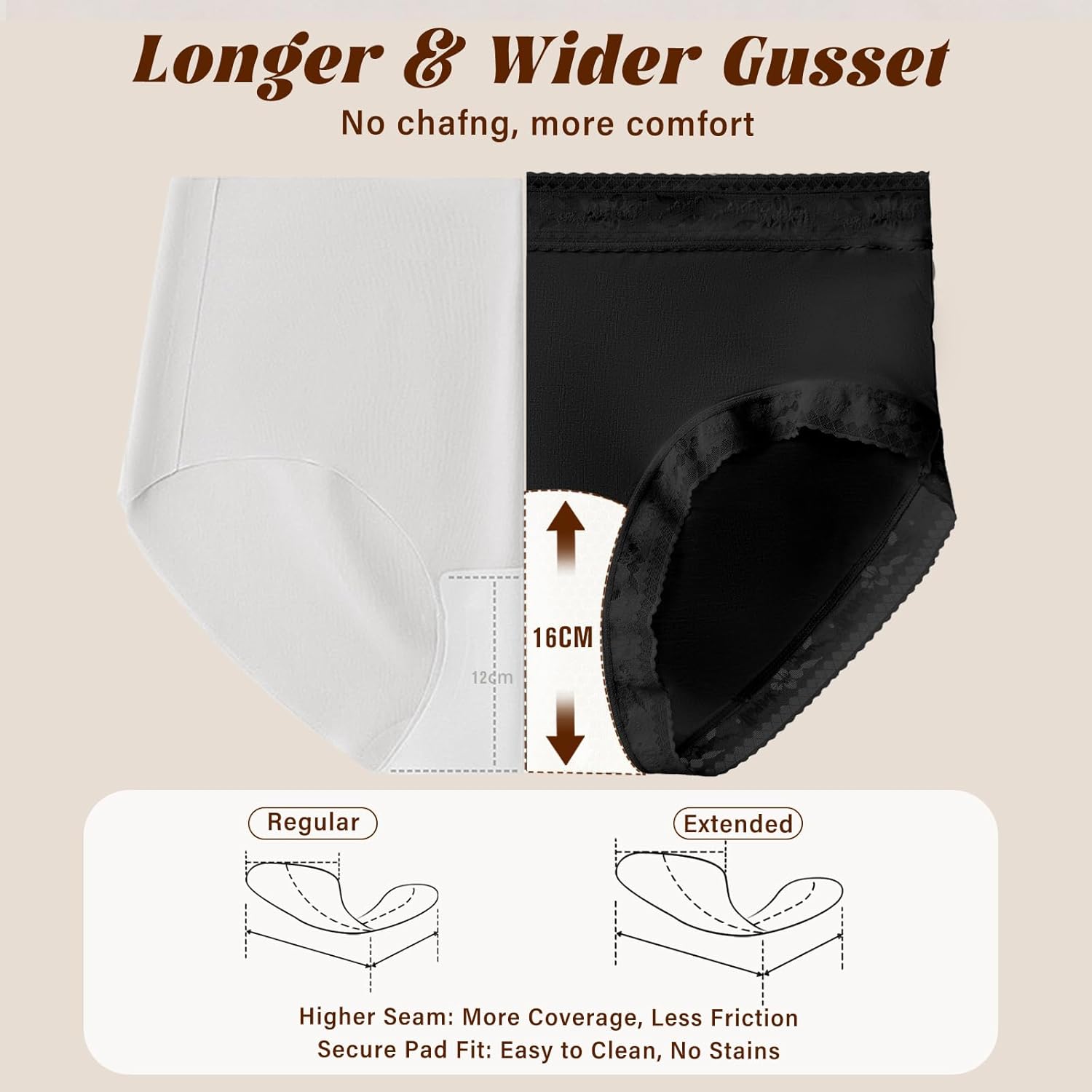 Womens Underwear Seamless Mid Rise Waisted Panties Full Coverage Sexy Lace Briefs Stretch Bikini 6 Pack - Image 3