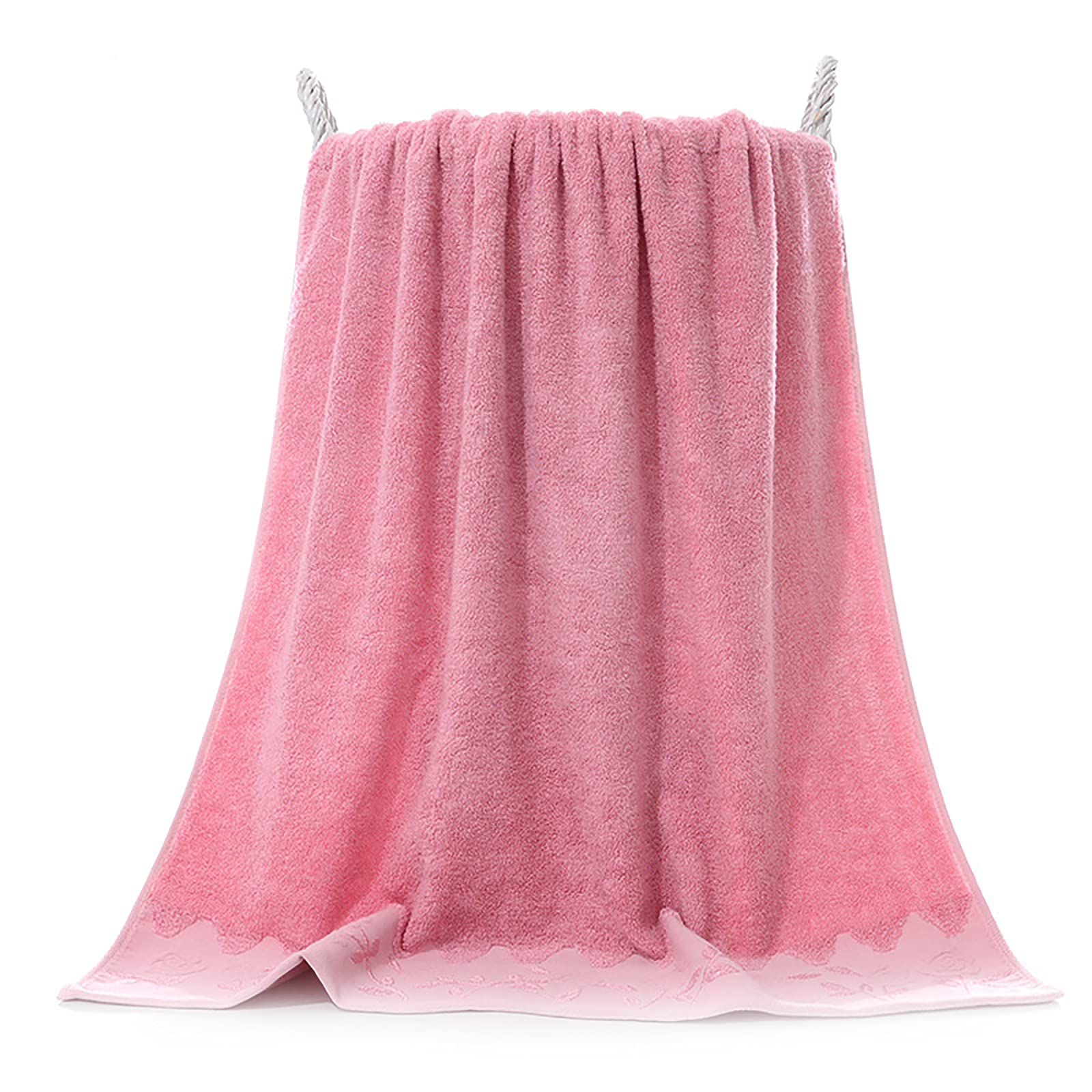 Serviette de bain en lin rose douce et absorbante pour douche et hôtel