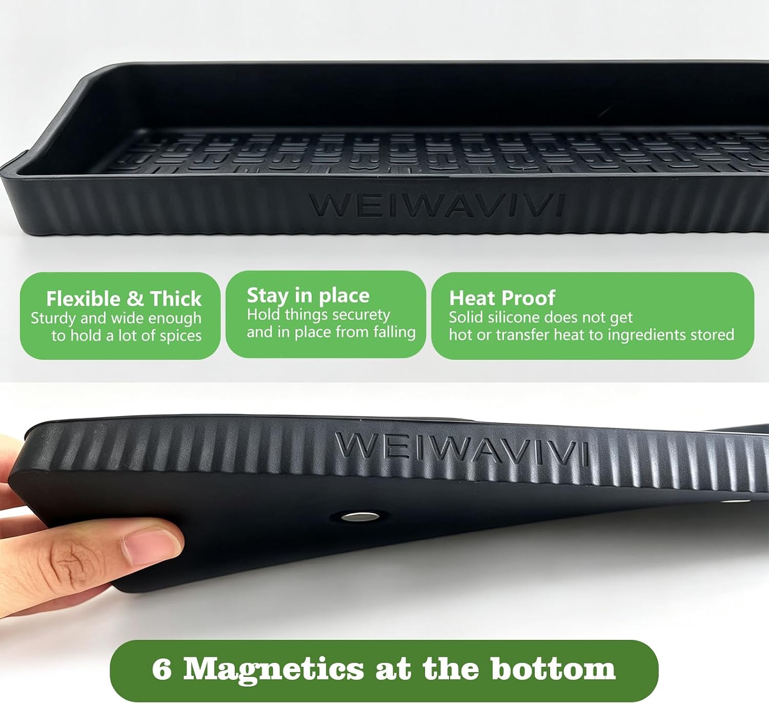 Stove Top Shelf 30 Inch - Silicone Material Magnetic Shelf for Stove -Black