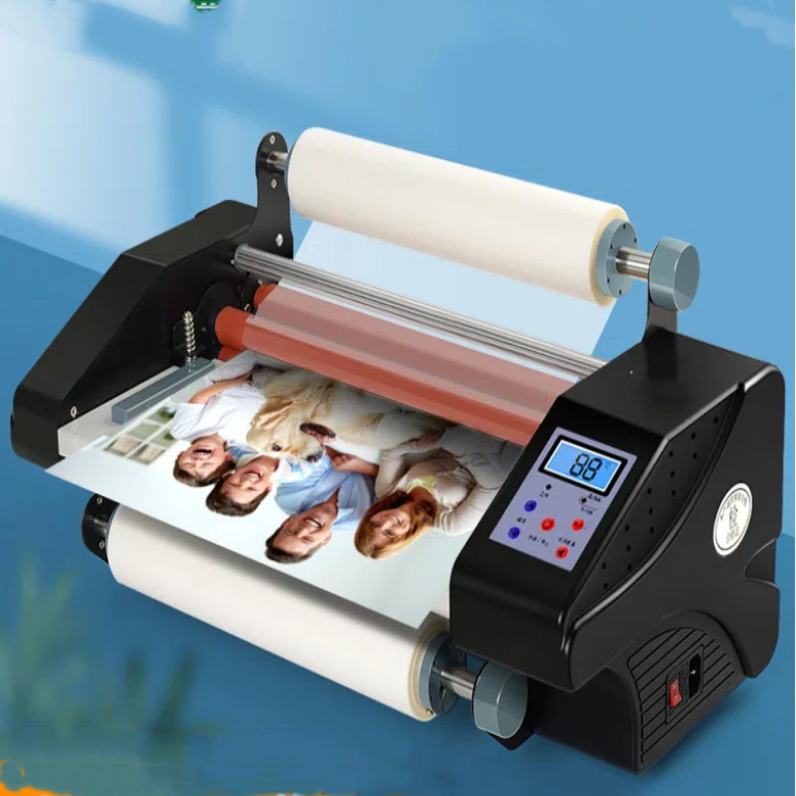 Plastificatrice da 800 W, Rullo Termico Caldo/Freddo con Temperatura Regolabile da 88 a 170℃, velocità di plastificazione di 55 cm/min, per casa e Ufficio.