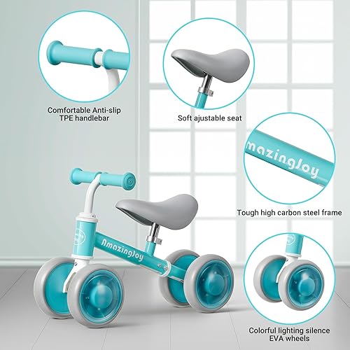 Miniatura 4 de Juguetes para niños de 1 año, regalos de primer cumpleaños de 1 a 2 años, bicicleta de equilibrio de bebé con iluminación colorida, sin pedal, 4