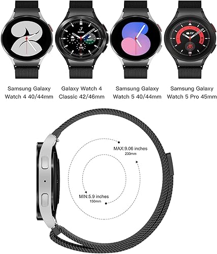 Miniatura 4 de Correa milanesa para Samsung Galaxy Watch 654 de 1.575 pulgadas, 1.732 pulgadas, clásica, 1.772 pulgadas, 1.611 pulgadas, 1.654 pulgadas, correa