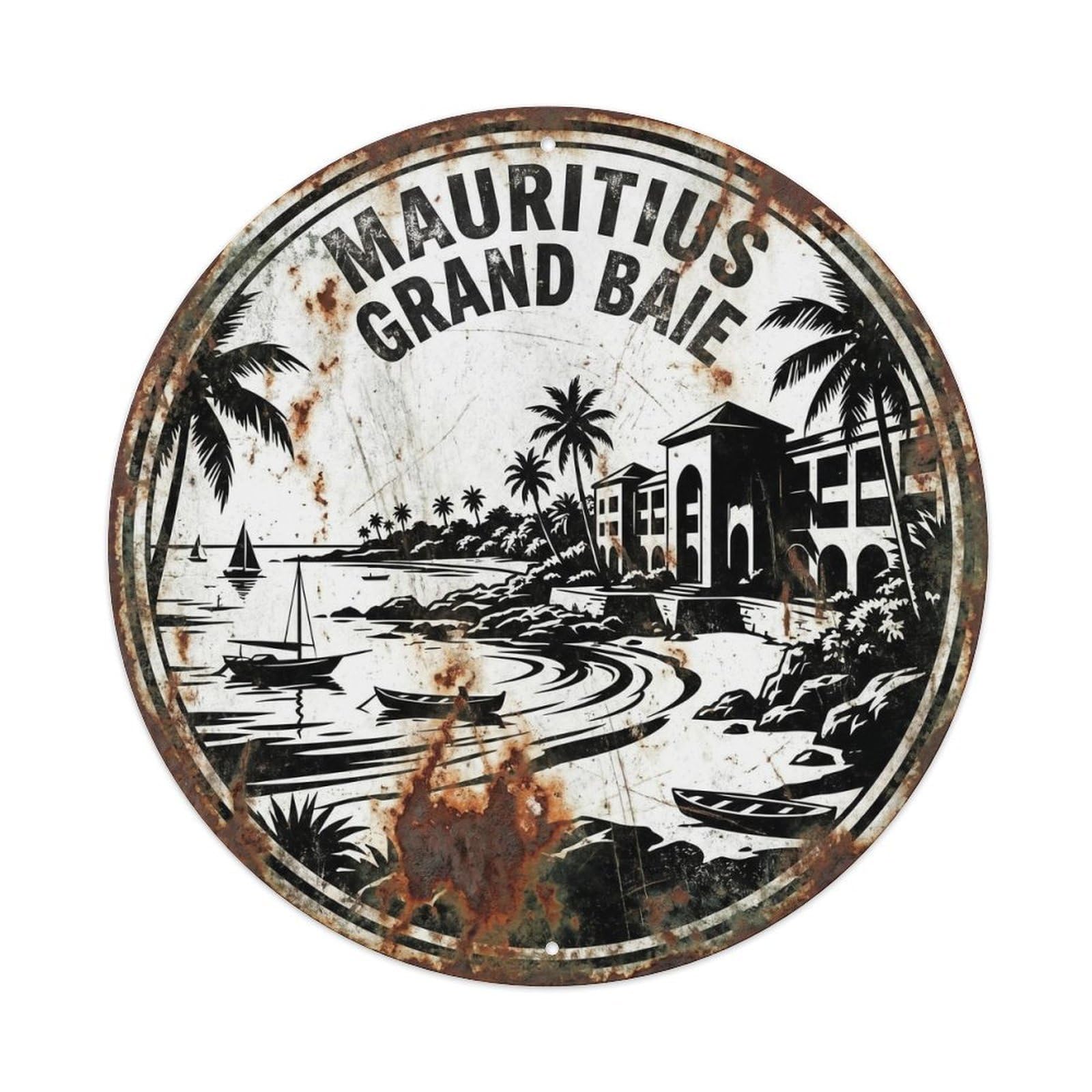 Mauritius Grand Bay Atoll Resort Graphic Contrast Metal Tin Sign