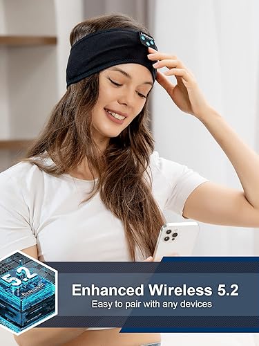 Miniatura 5 de Lullaband Diadema Bluetooth, auriculares para dormir de lado, auriculares para dormir, diadema cómoda con micrófono de altavoz fino, regalo manos