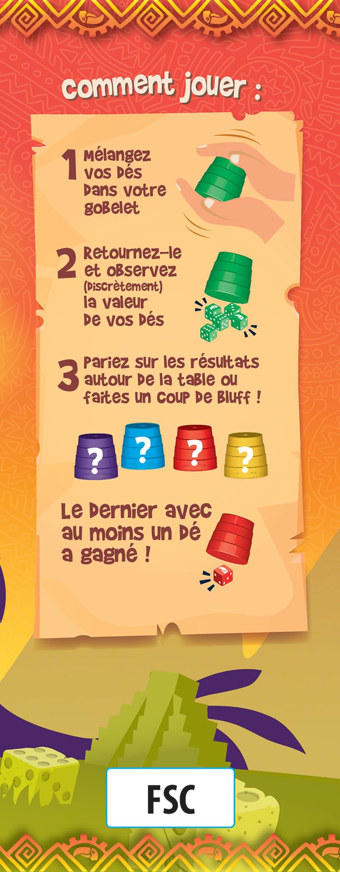 Asmodee - PERUDO (nowa wersja) - Ambiance gra planszowa dla dorosłych i dzieci od 8 lat - potrząśnij, rozmawiaj, wygrywaj - Gra w kości i Bluff - 2-6 graczy - 30 min - wersja francuska