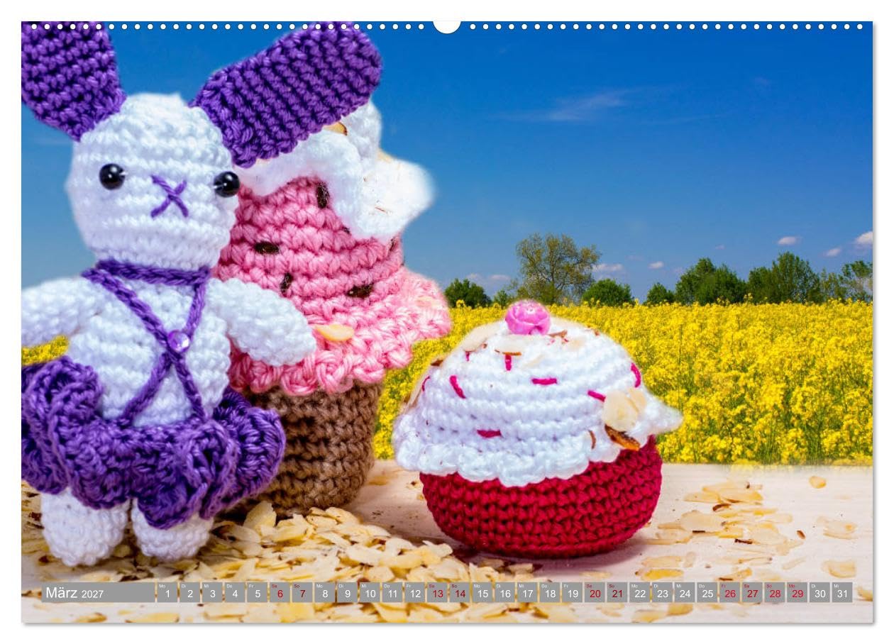 CALVENDO - Amigurumi - Die gehäkelte Welt (hochwertiger Premium Wandkalender 2027 DIN A2 quer), Kunstdruck in Hochglanz: 12 Seiten mit verschiedenen Amigurumis