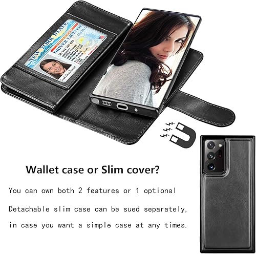 Miniatura 4 de Njjex Funda para Galaxy Note 20 Ultra (2020), para Samsung Note 20 Ultra 5G, 9 ranuras para tarjetas Funda de piel sintética para crédito de