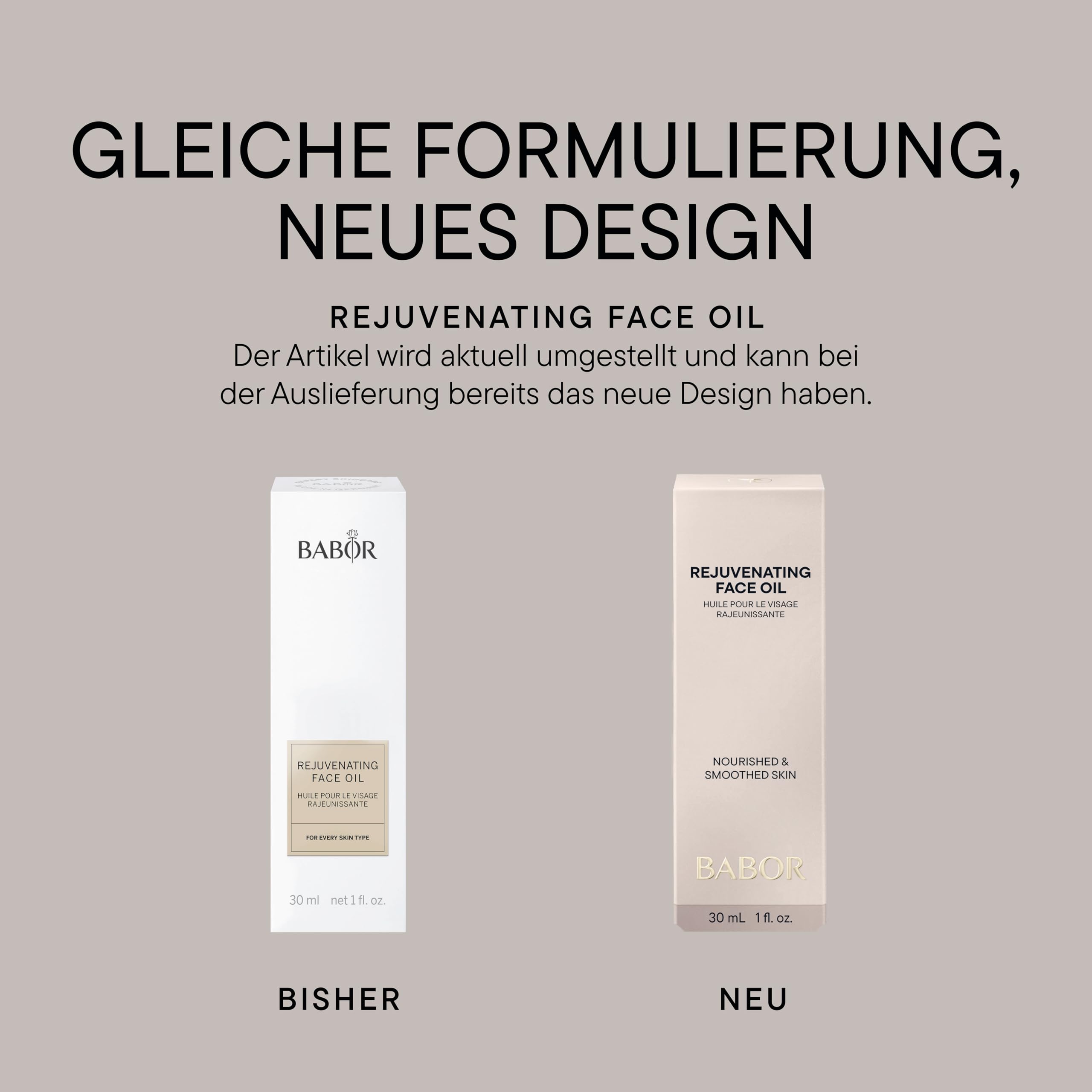 BABOR CLASSICS Rejuvenating Face Oil, Beruhigendes Gesichtsöl für jede Haut, Für einen jugendlichen Glow, Vegane Formel, Ohne Alkohol, Ohne Parabene, 30 ml