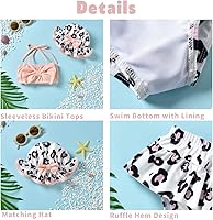 Vista 3 de Aalizzwell Traje de baño bikini de 2 piezas con sombrero para bebé niña