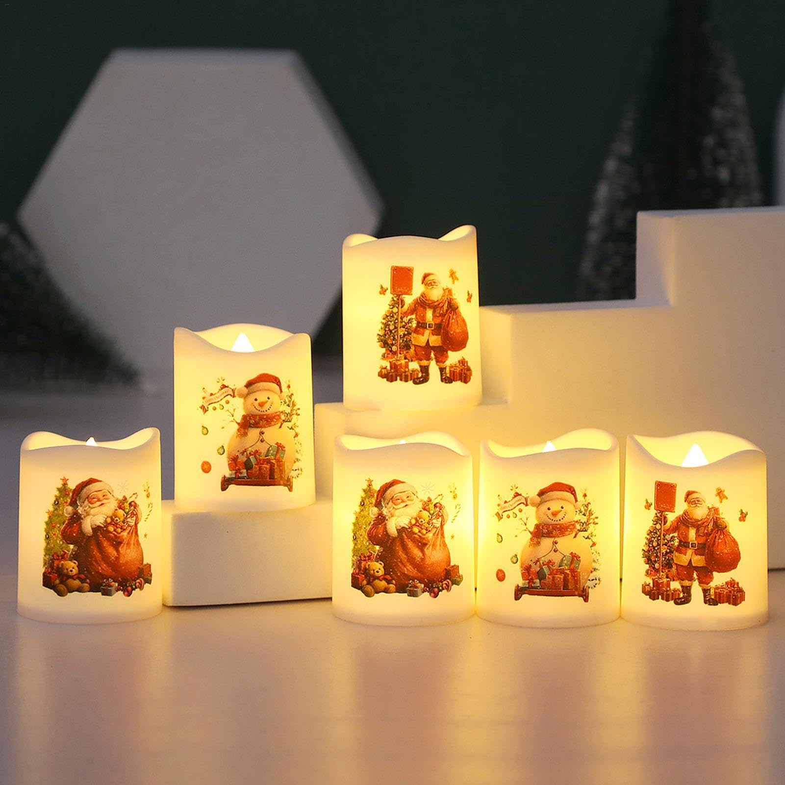 6 velas de Navidad parpadeantes sin llama, Decoracion Navidad, Decoración Navideña, funciona con pilas, velas LED para decoración del hogar