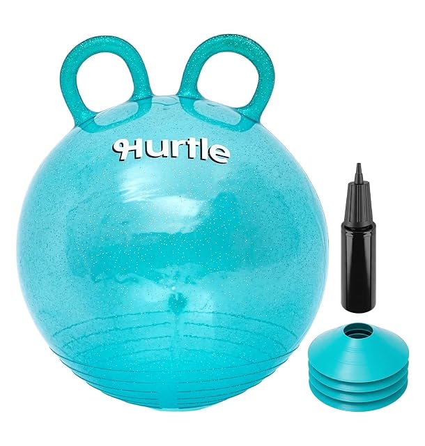 Hurtle Pelota Saltarina con Purpurina 45,7 cm para Niños de 3 a 6 Años, de Salto con Asas