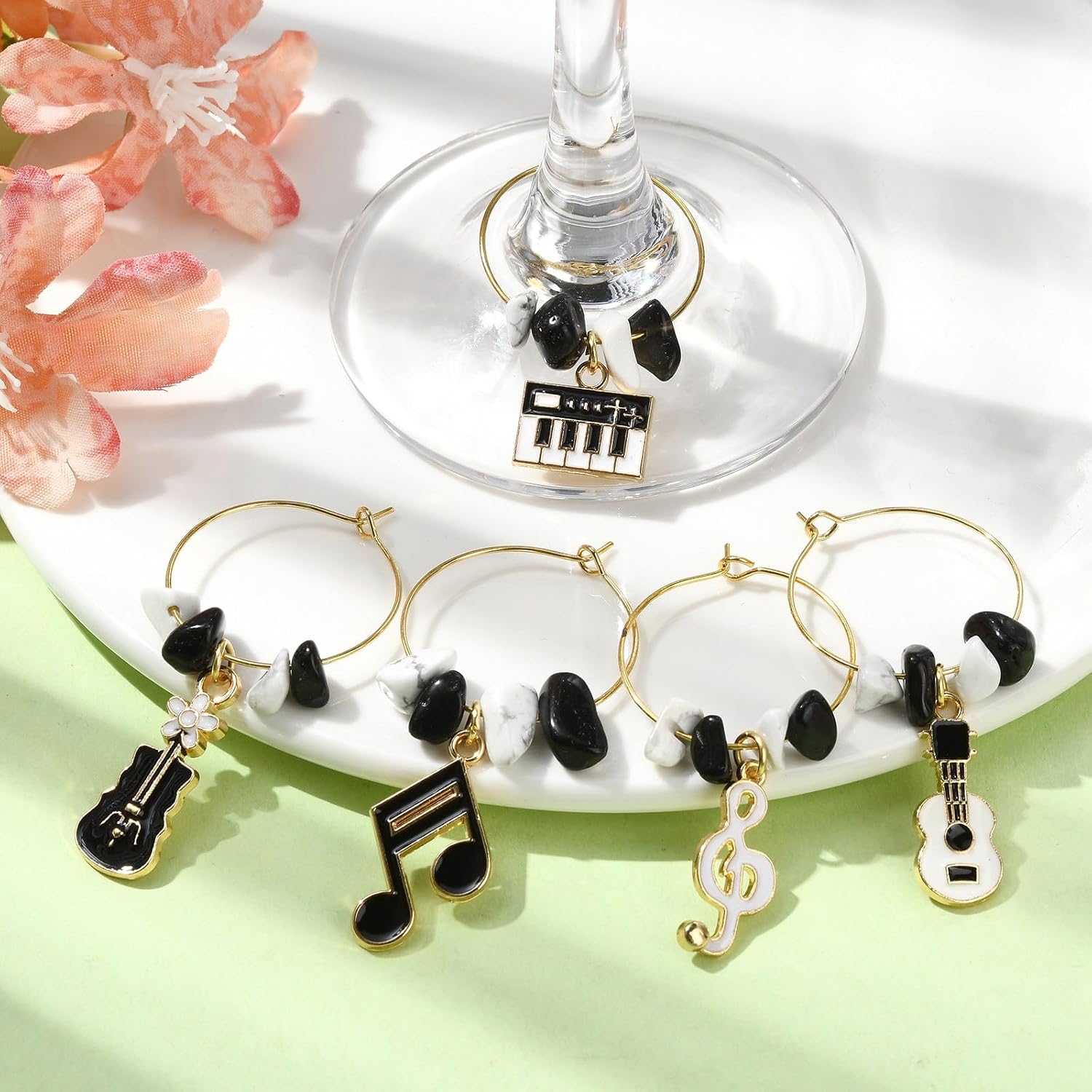 LiQunSweet 30 pcs Mixed Styles Instrument Theme Alloy Wine Glass Charms Music Note Piano Guitar Charms for DIY Jewelry Bracelet Necklace Earring Keychain Decoration
