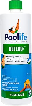 Poolife Defend Plus Pool Algaecide - Dual Action Formula with Algae Pool Treatment & Clarifier for Pool Water, Controls Green, Black, Yellow Algae, Non-Foaming Solution - 1 Quart