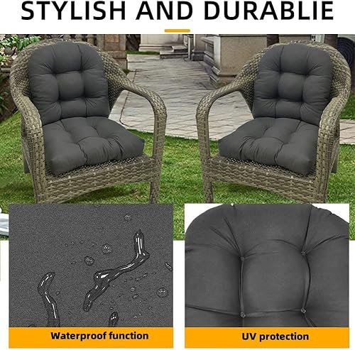 Miniatura 6 de Srutirbo Juego de 2 cojines de asiento para sillas de exterior, impermeables, de 19 x 19 pulgadas, en forma de U, para sillas de patio y sillas
