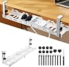 EYPINS Under Desk Cable Management Tray - No Drill 16-29inch Retractable Underdesk Cable Rack 22PCS, Computer Cord Organizer Under Desk, Sturdy Carbon Steel Wire Storage Tray for Home Office, White