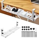 EYPINS Under Plateau de gestion des câbles de bureau - Pas de forage 16-29inch Cable rack rétractable, ordinateur Cord Organizer Under Desk, bac de stockage de fils en acier au carbone robuste pour le bureau d'accueil, 22PCS