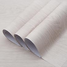 24x197inch Wide Beige White Oak Wood Wallpaper Peel and Stick Light Wood Grain Vinyl Wrap Oak Contact Paper for Countertop Air Guide Slot Design Matte Thicken Self-adhesive Waterproof DIY Wall Sticker