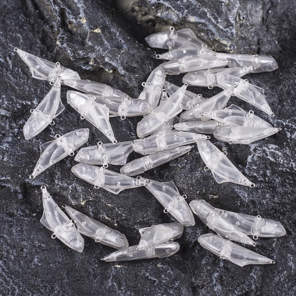 Wobbler, 100 esche da pesca senza labbra, non verniciate, 4,5 cm, 5,3 g, in plastica dura, micro vibrazioni, fai da te