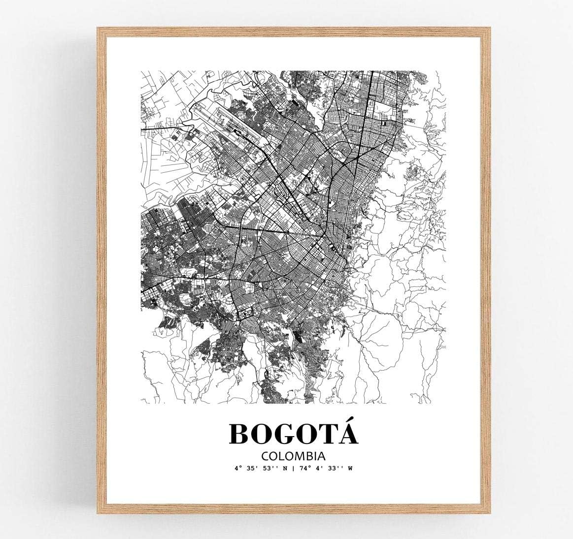 Eleville 24X30 Unframed Bogota Colombia City View Abstract Road Modern Map Art Print Poster Wall Office Home Decor Minimalist Line Art Hometown Housewarming wgn262